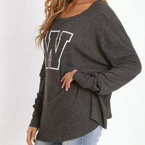 Wildfox “W” Waffle Knit Oversized Long Sleeve